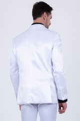 Barabas Wholesale Men's Solid Color Satin Metallic Peak Lapel Blazer 6BL1010 White
