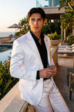 Barabas Wholesale Men's Solid Color Satin Metallic Peak Lapel Blazer 6BL1010 White