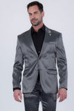 Barabas Wholesale Men's Solid Color Satin Metallic Peak Lapel Blazer 6BL1010 Charcoal