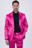 Barabas Wholesale Men's Solid Color Satin Metallic Peak Lapel Blazer 6BL1010 Fuchsia