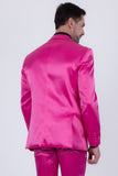 Barabas Wholesale Men's Solid Color Satin Metallic Peak Lapel Blazer 6BL1010 Fuchsia