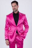 Barabas Wholesale Men's Solid Color Satin Metallic Peak Lapel Blazer 6BL1010 Pink