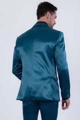 Barabas Wholesale Men's Solid Color Satin Metallic Peak Lapel Blazer 6BL1010 Green