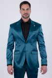 Barabas Wholesale Men's Solid Color Satin Metallic Peak Lapel Blazer 6BL1010 Green
