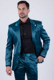 Barabas Wholesale Men's Solid Color Satin Metallic Peak Lapel Blazer 6BL1010 Green