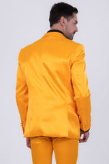 Barabas Wholesale Men's Solid Color Satin Metallic Peak Lapel Blazer 6BL1010 Orange 