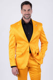 Barabas Wholesale Men's Solid Color Satin Metallic Peak Lapel Blazer 6BL1010 Yellow