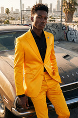 Barabas Wholesale Men's Solid Color Satin Metallic Peak Lapel Blazer 6BL1010 Orange