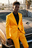 Barabas Wholesale Men's Solid Color Satin Metallic Peak Lapel Blazer 6BL1010 Orange