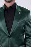 Barabas Wholesale Men's Solid Color Satin Metallic Peak Lapel Blazer 6BL1010 Olive