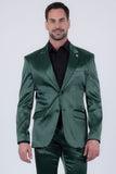 Barabas Wholesale Men's Solid Color Satin Metallic Peak Lapel Blazer 6BL1010 Olive