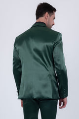 Barabas Wholesale Men's Solid Color Satin Metallic Peak Lapel Blazer 6BL1010 Olive