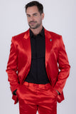 Barabas Wholesale Men's Solid Color Satin Metallic Peak Lapel Blazer 6BL1010 Red