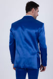 Barabas Wholesale Men's Solid Color Satin Metallic Peak Lapel Blazer 6BL1010 Blue