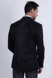 Barabas Wholesale Men's Faux Leather Lapel Patterned Peak Lapel Blazer 6BLW01 Black