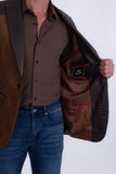 Barabas Wholesale Men's Faux Leather Lapel Patterned Peak Lapel Blazer 6BLW01 Brown