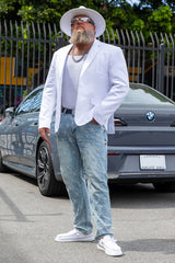 Barabas Wholesale Men's Suede Western Design Notch Lapel Blazer 6BLW02 Bright White