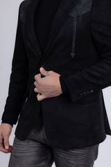 Barabas Wholesale Men's Suede Western Design Notch Lapel Blazer 6BLW02 Black