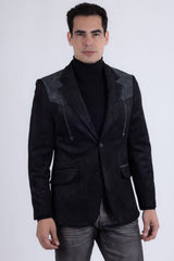 Barabas Wholesale Men's Suede Western Design Notch Lapel Blazer 6BLW02 Black