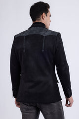 Barabas Wholesale Men's Suede Western Design Notch Lapel Blazer 6BLW02 Charcoal