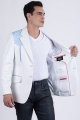 Barabas Wholesale Men's Suede Western Design Notch Lapel Blazer 6BLW02 Off White