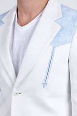 Barabas Wholesale Men's Suede Western Design Notch Lapel Blazer 6BLW02 Bright White