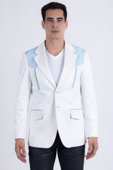 Barabas Wholesale Men's Suede Western Design Notch Lapel Blazer 6BLW02 White