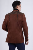 Barabas Wholesale Men's Suede Western Design Notch Lapel Blazer 6BLW02 Chocolate