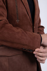 Barabas Wholesale Men's Suede Western Design Notch Lapel Blazer 6BLW02 Brown
