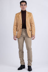 Barabas Wholesale Men's Suede Western Design Notch Lapel Blazer 6BLW02 Curry