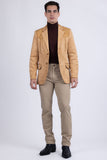 Barabas Wholesale Men's Suede Western Design Notch Lapel Blazer 6BLW02 Curry