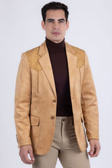 Barabas Wholesale Men's Suede Western Design Notch Lapel Blazer 6BLW02 Mustard