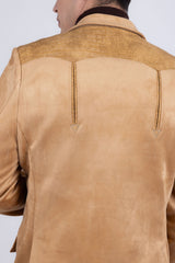 Barabas Wholesale Men's Suede Western Design Notch Lapel Blazer 6BLW02 Curry