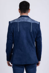 Barabas Wholesale Men's Suede Western Design Notch Lapel Blazer 6BLW02 Estate Blue