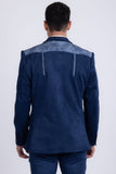 Barabas Wholesale Men's Suede Western Design Notch Lapel Blazer 6BLW02 Estate Blue