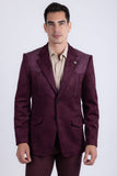 Barabas Wholesale Men's Suede Western Design Notch Lapel Blazer 6BLW02 Grape Wine