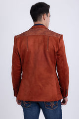Barabas Wholesale Men's Suede Western Design Notch Lapel Blazer 6BLW02 Rust