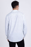 Men's Wholesale Rhinestone Geometric Wave Print Shirt | BARABAS 6BR02 White