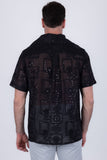 Barabas Wholesale Men's Cuban Collared See-Through Short Sleeve Shirt 6CCS01 Charcoal