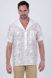 Barabas Wholesale Men's Cuban Collared See-Through Short Sleeve Shirt 6CCS01 White