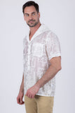 Barabas Wholesale Men's Cuban Collared See-Through Short Sleeve Shirt 6CCS01 White