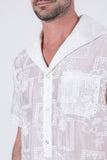 Barabas Wholesale Men's Cuban Collared See-Through Short Sleeve Shirt 6CCS01 White