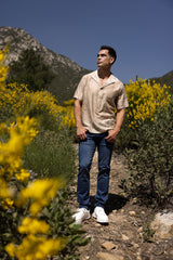 Barabas Wholesale Men's Cuban Collared See-Through Short Sleeve Shirt 6CCS01 Tan