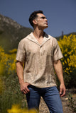 Barabas Wholesale Men's Cuban Collared See-Through Short Sleeve Shirt 6CCS01 Tan