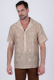 Barabas Wholesale Men's Cuban Collared See-Through Short Sleeve Shirt 6CCS01 Tan