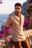 Barabas Wholesale Men's Cuban Collared See-Through Short Sleeve Shirt 6CCS01 Tan