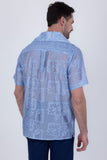 Barabas Wholesale Men's Cuban Collared See-Through Short Sleeve Shirt 6CCS01 Sky Blue