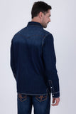 Men's Wholesale Fleur Embroidered Western Long-Sleeve Shirt | BARABAS 6DWS01 Navy