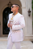 Barabas Wholesale Men's Rhinestones Sun Rays Collarless Casual Blazer 6EBL03 White Gold
