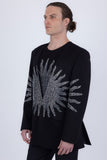 Barabas Wholesale Men's Rhinestones Sun Rays Collarless Casual Blazer 6EBL03 Black Silver